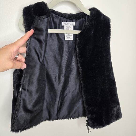 RACHEL ZOE Girl's Black Faux Fur Vest Size 7/8 - Picture 3 of 9